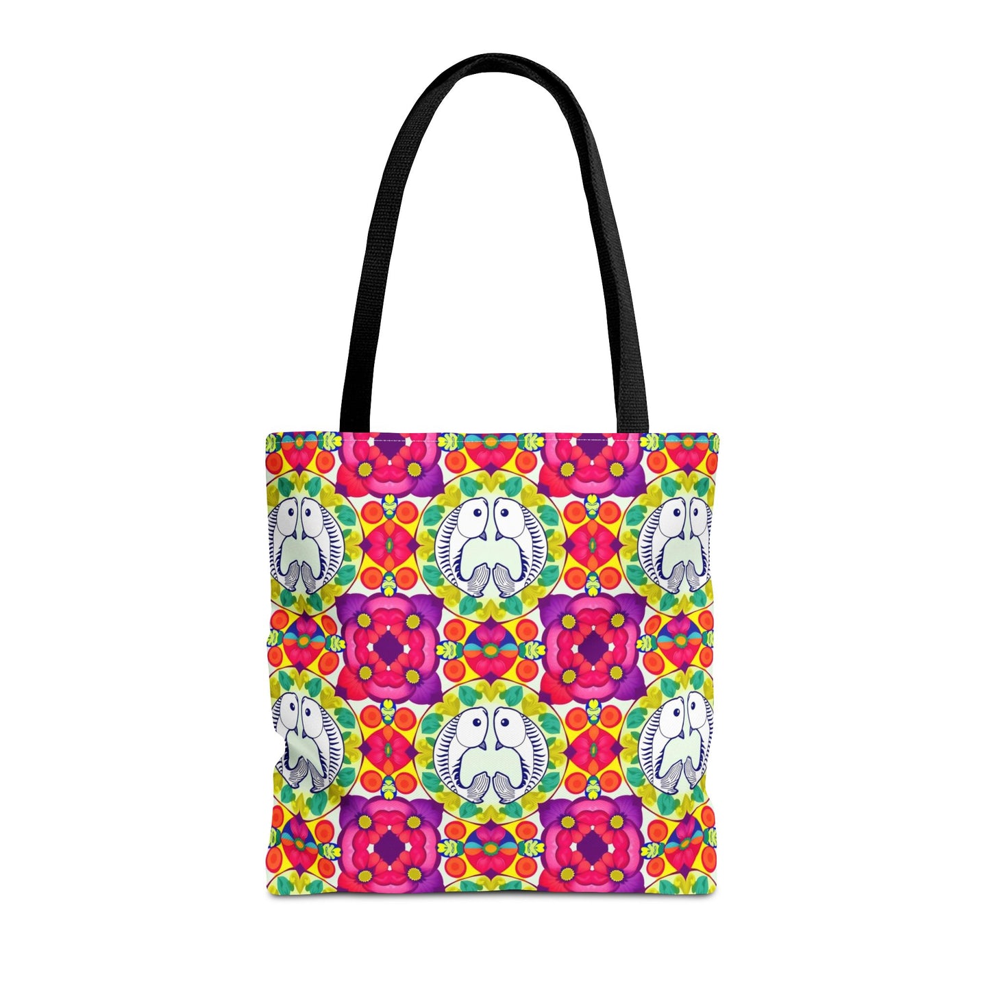 Tote Bag, (AOP), Pisces, Zodiac v4, Flower Pattern