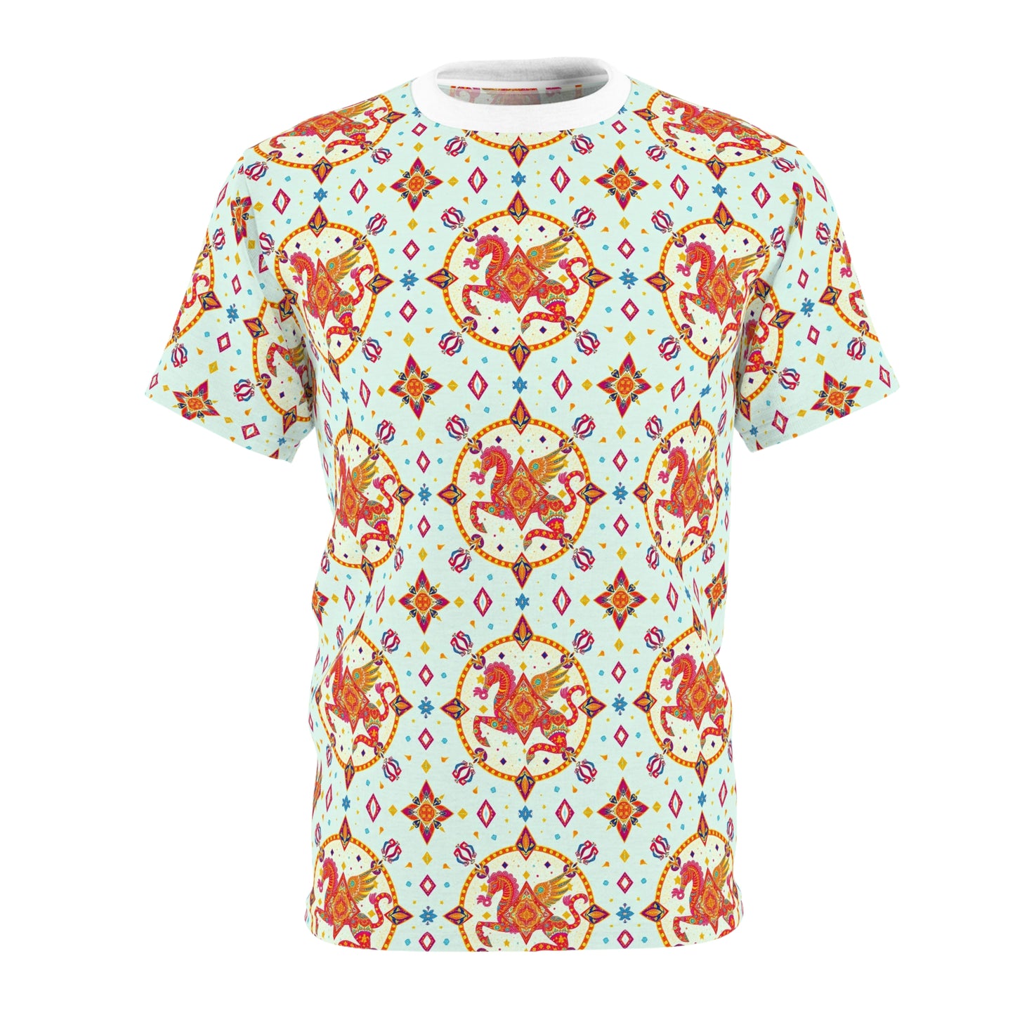 Unisex Cut & Sew T-Shirt, (AOP) Aquarius, Zodiac v2, Jewels Pattern