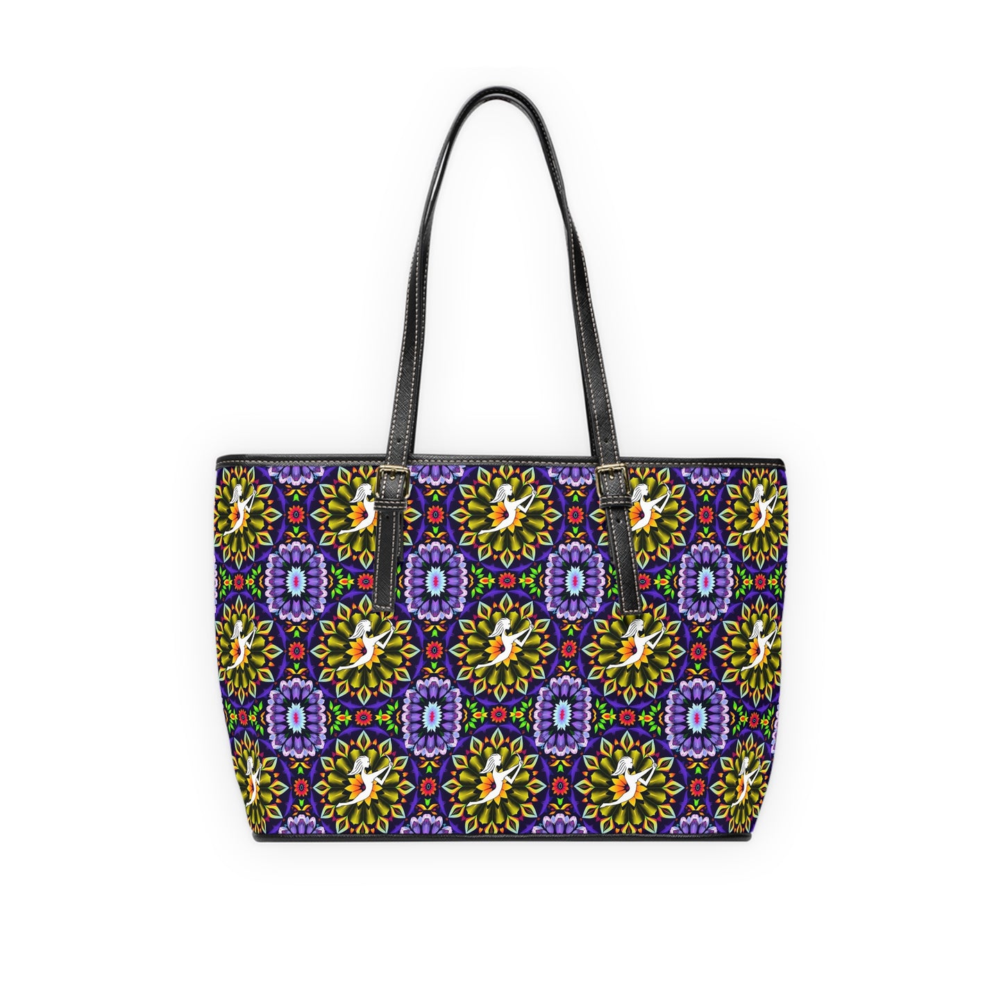 Leather Shoulder Bag, Sagittarius, Zodiac v2, Flower Pattern