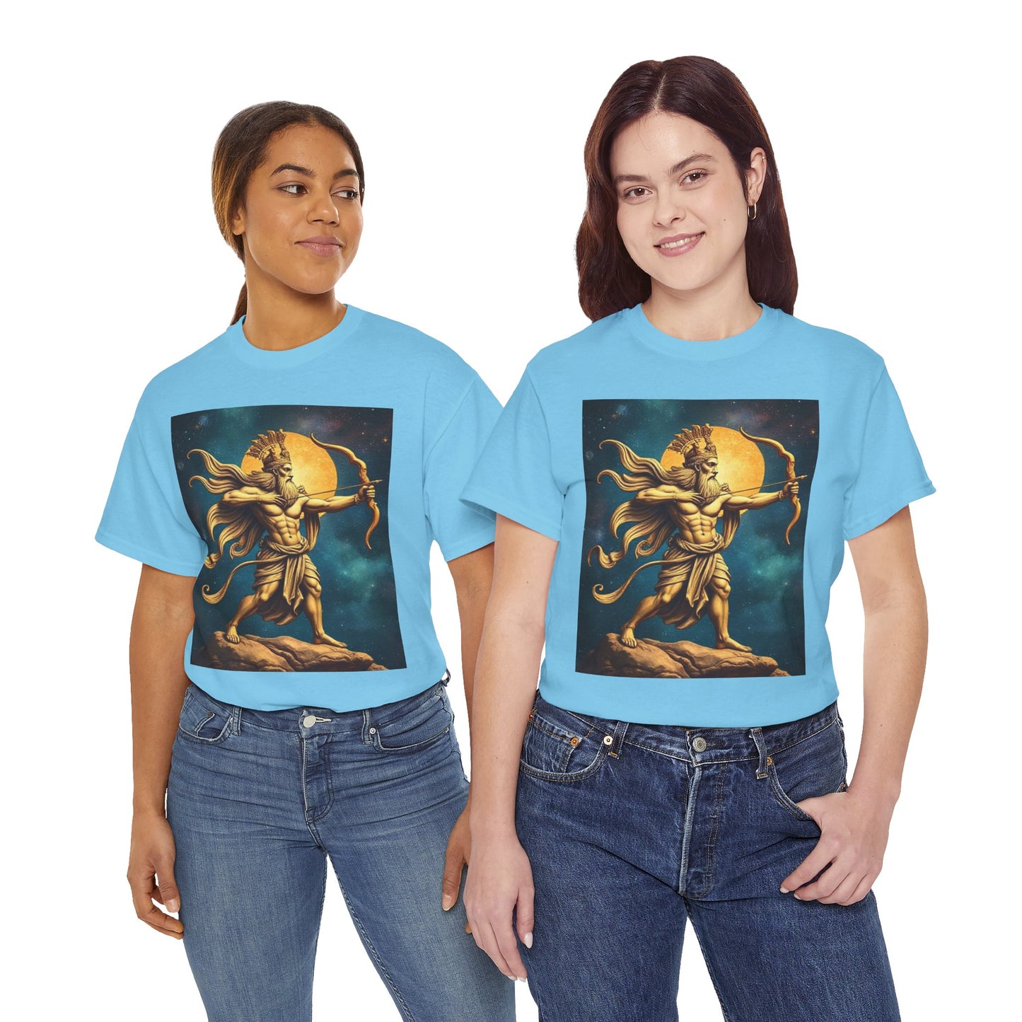 Unisex Heavy Cotton T-Shirt, Midnight Arrow v1, Sagittarius Zodiac Design