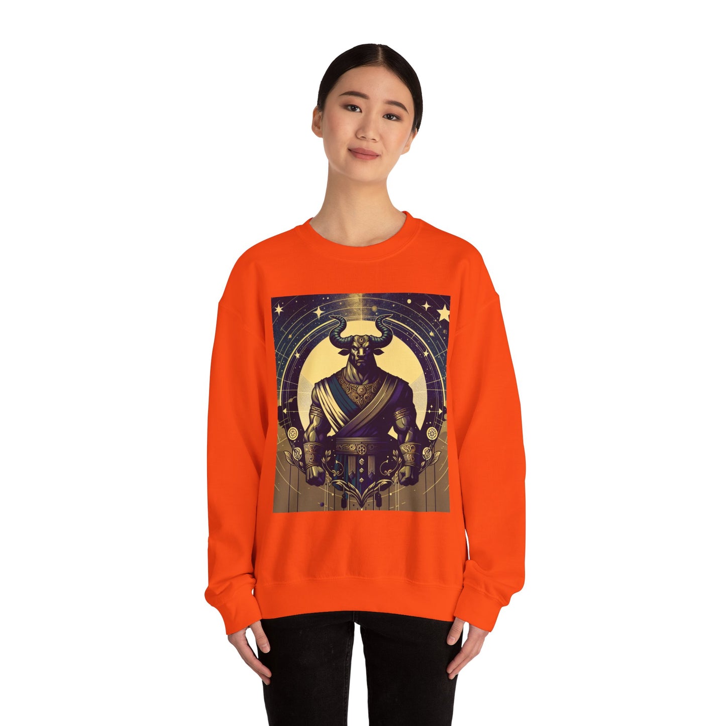 Unisex Heavy Blend™ Crewneck Sweatshirt, Minotaur, Taurus Zodiac Design