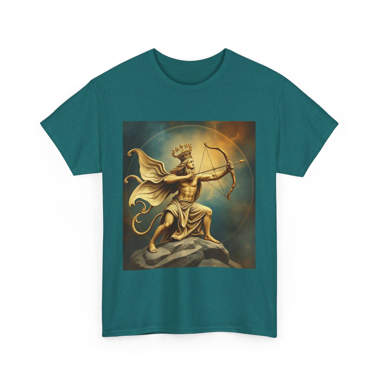 Unisex Heavy Cotton T-Shirt, Sagittarius King, Bow & Arrow v1, Zodiac Design