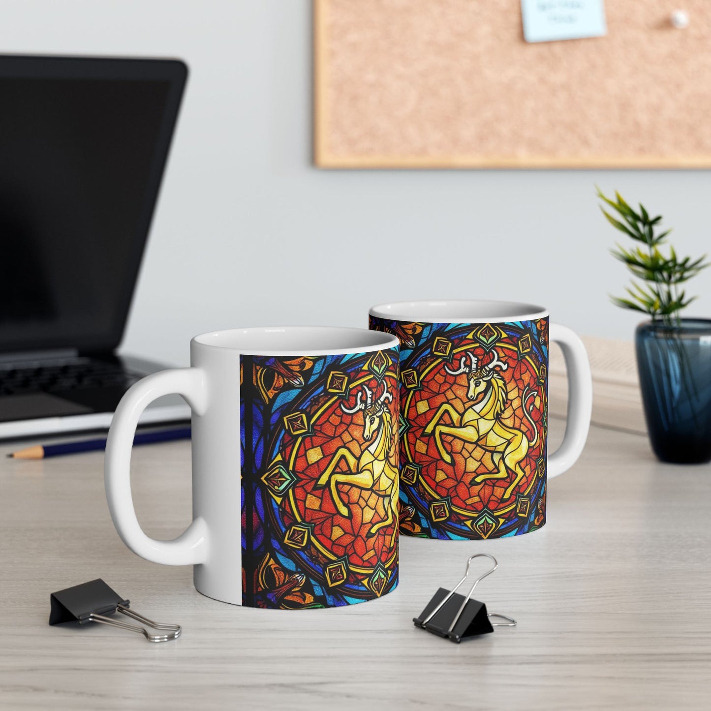 Ceramic Mug, (11oz, 15oz), Ceramic Coffee Mug, AOP, Glass Design, Capricorn Zodiac