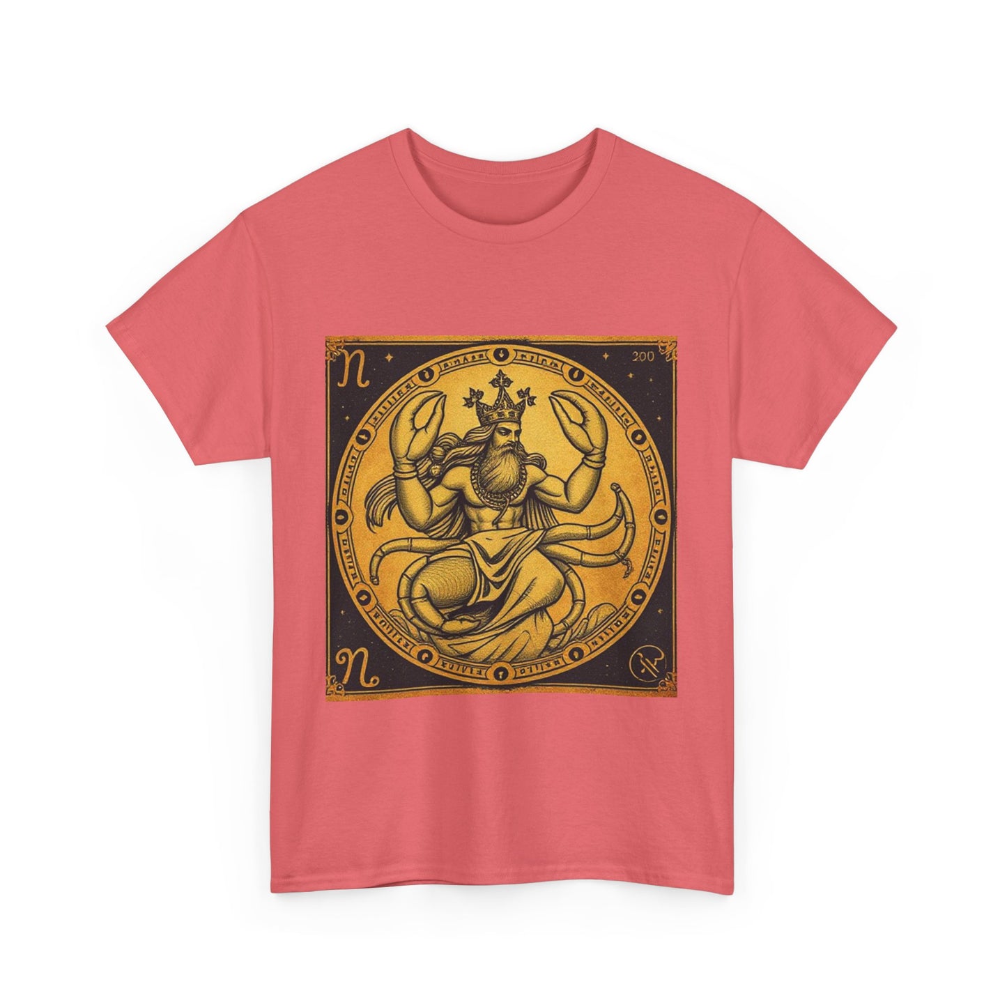 Unisex Heavy Cotton T-Shirt, Crab King, Cancer Zodiac Design