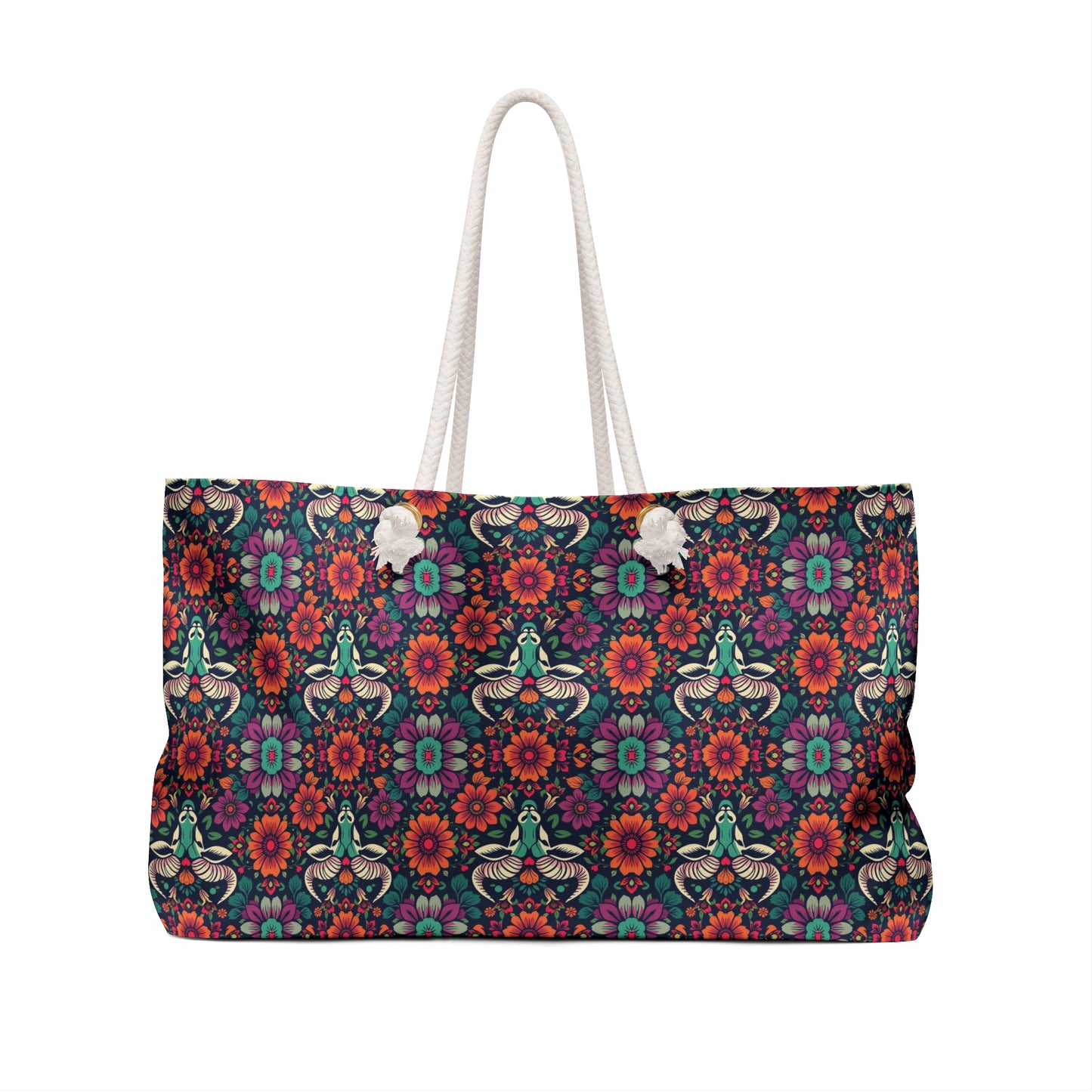 Weekender Bag, Taurus, Zodiac v4, Flower Pattern