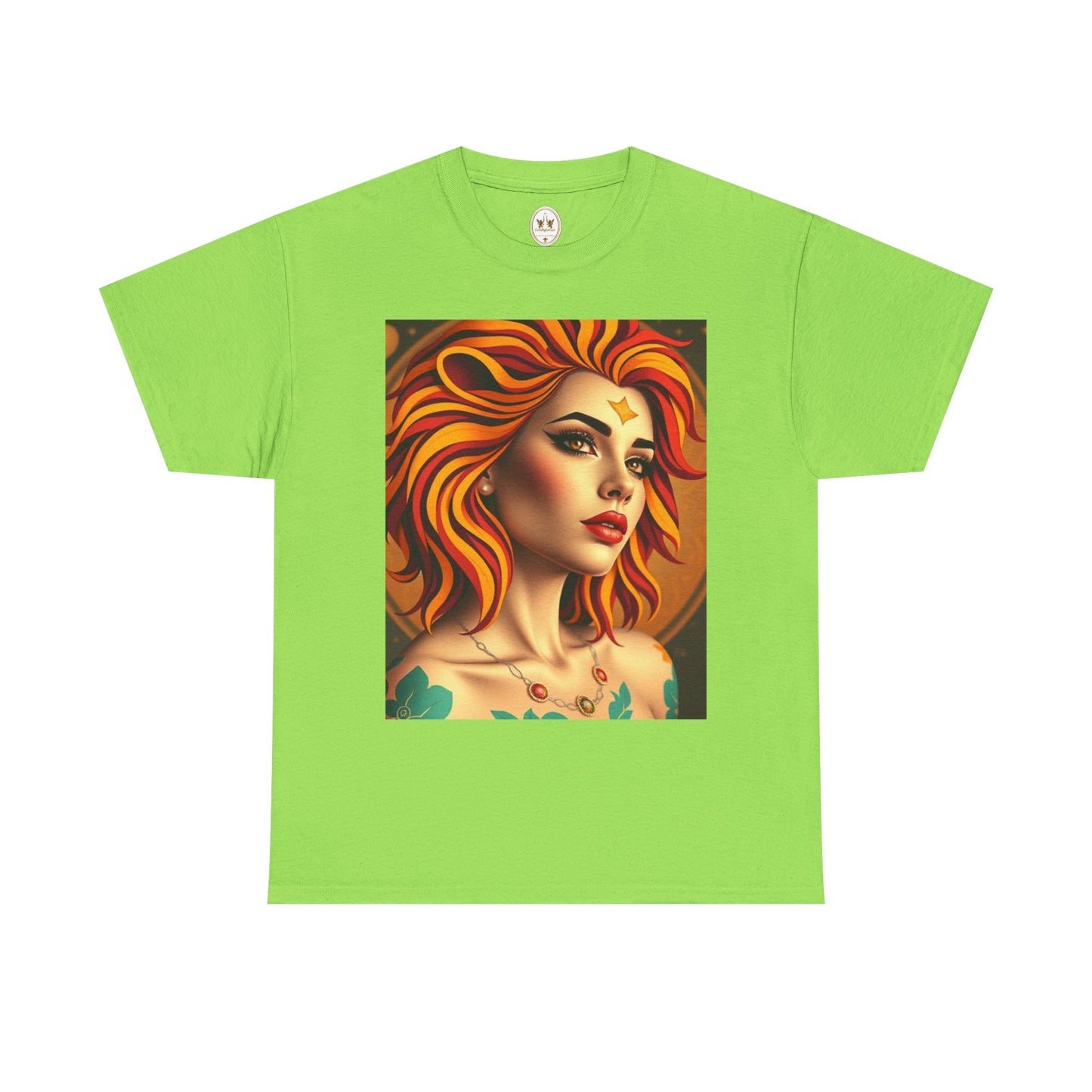 Unisex Heavy Cotton T-Shirt, Leo, Zodiac v3, Sexy Art