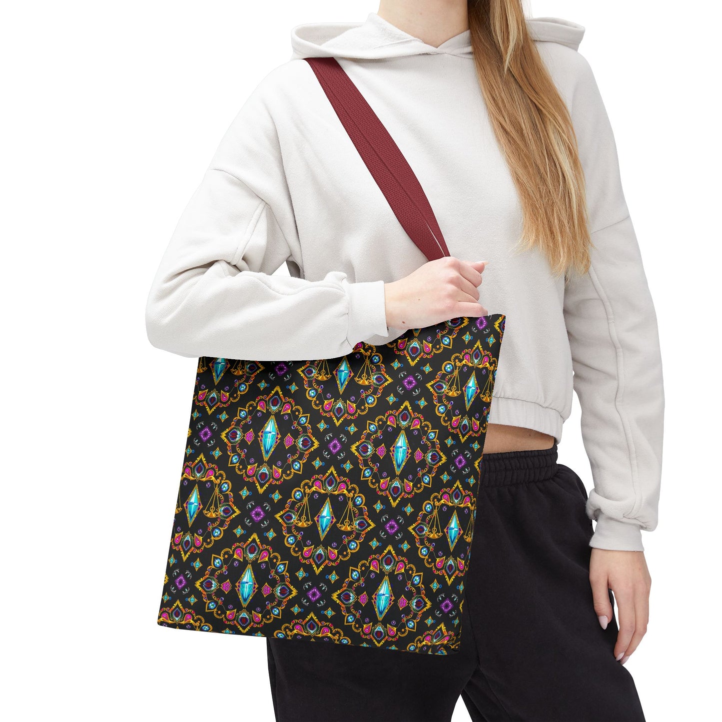 Tote Bag (AOP), Libra, Zodiac v1, Jewel Pattern