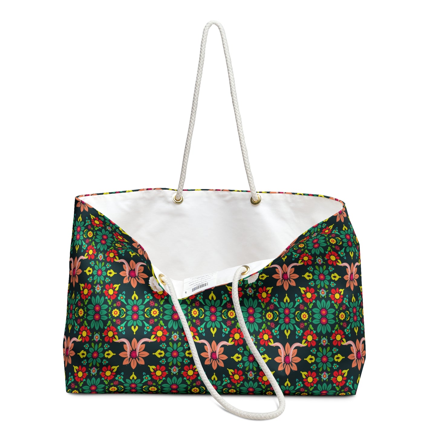 Weekender Bag, Aquarius, Zodiac v4, Flower Pattern
