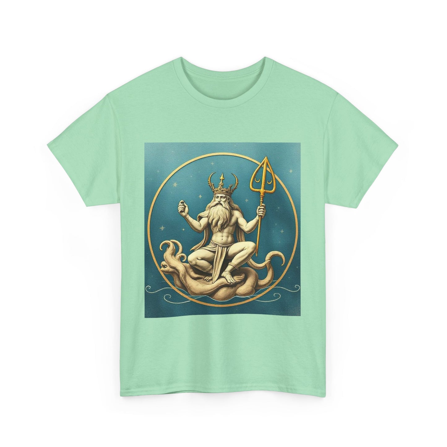 Unisex Heavy Cotton T-Shirt, Aquarius God 2v, Zodiac Design