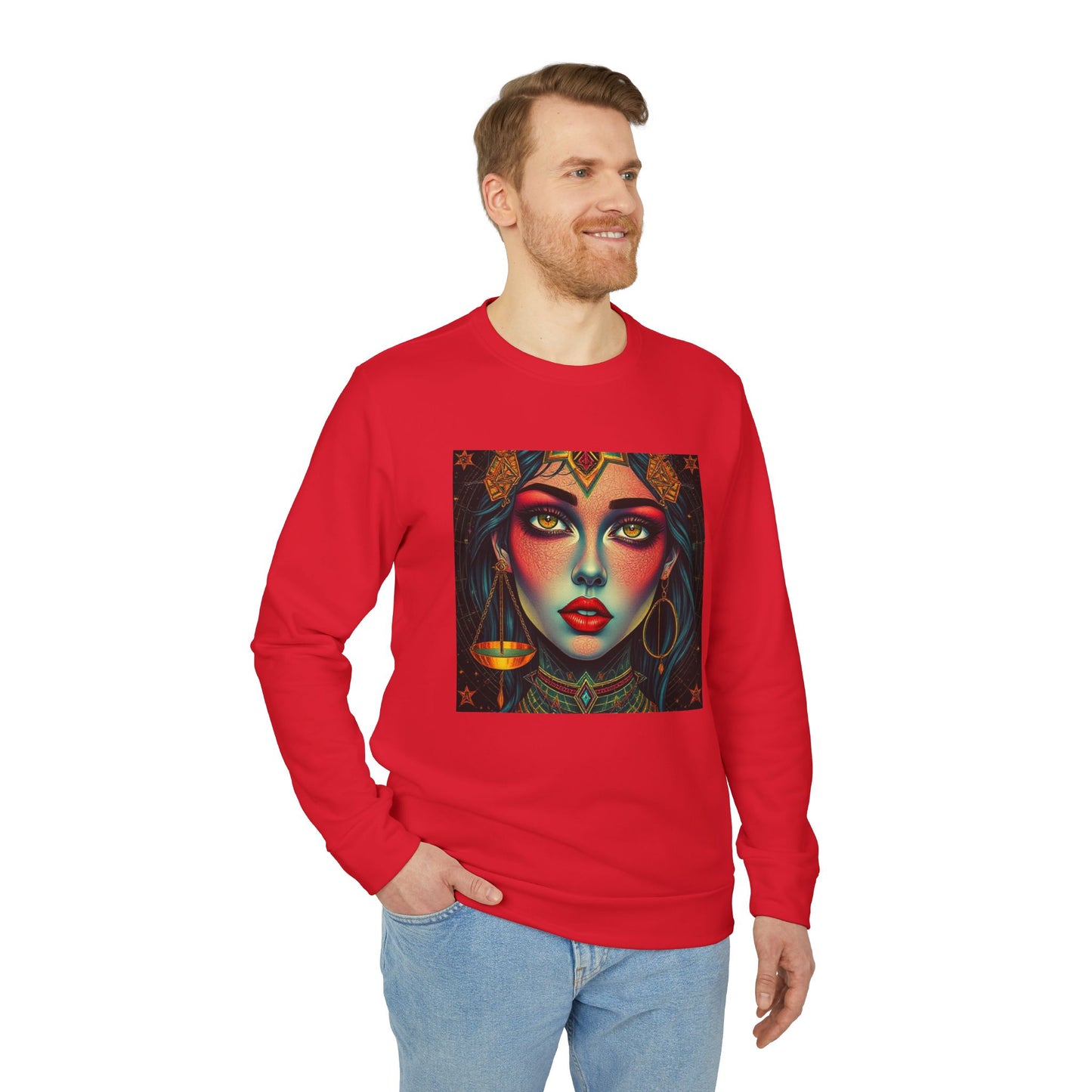 Adidas, Unisex Fleece Crewneck Sweatshirt, Libra, Pop Art v1, Zodiac