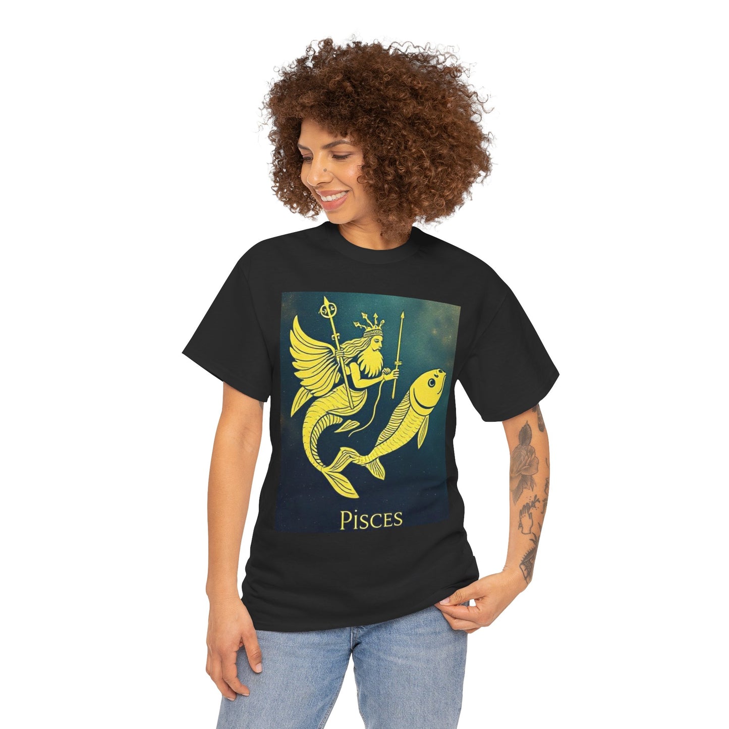Unisex Heavy Cotton T-Shirt, Pisces Quuen v1, Zodiac Design