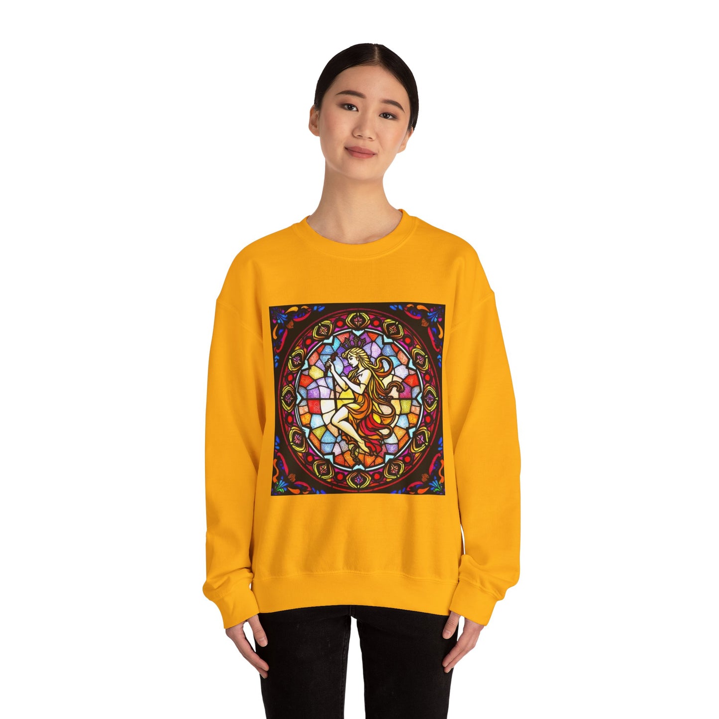 Unisex Heavy Blend™ Crewneck Sweatshirt, Glass, Virgo Zodiac Design