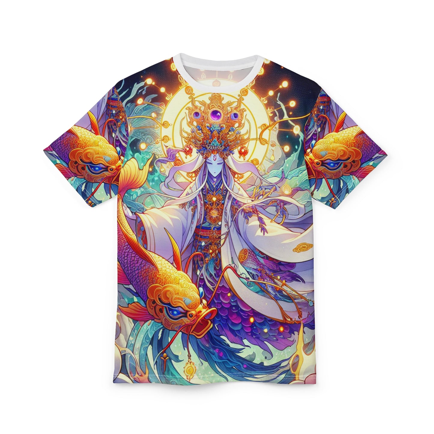 Unisex Cut & Sew T-Shirt (AOP), Guardian Duo, Pisces Zodiac Design, Regular fit, 100% Polyester
