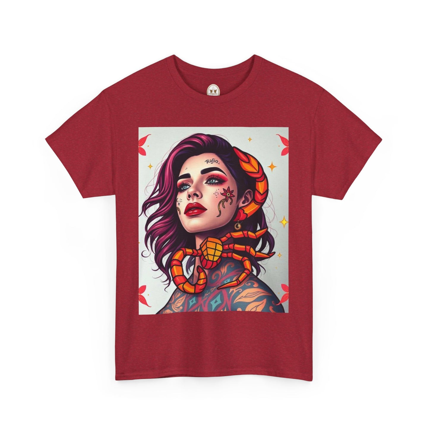 Unisex Heavy Cotton T-Shirt, Scorpio, Zodiac v3, Sexy Art