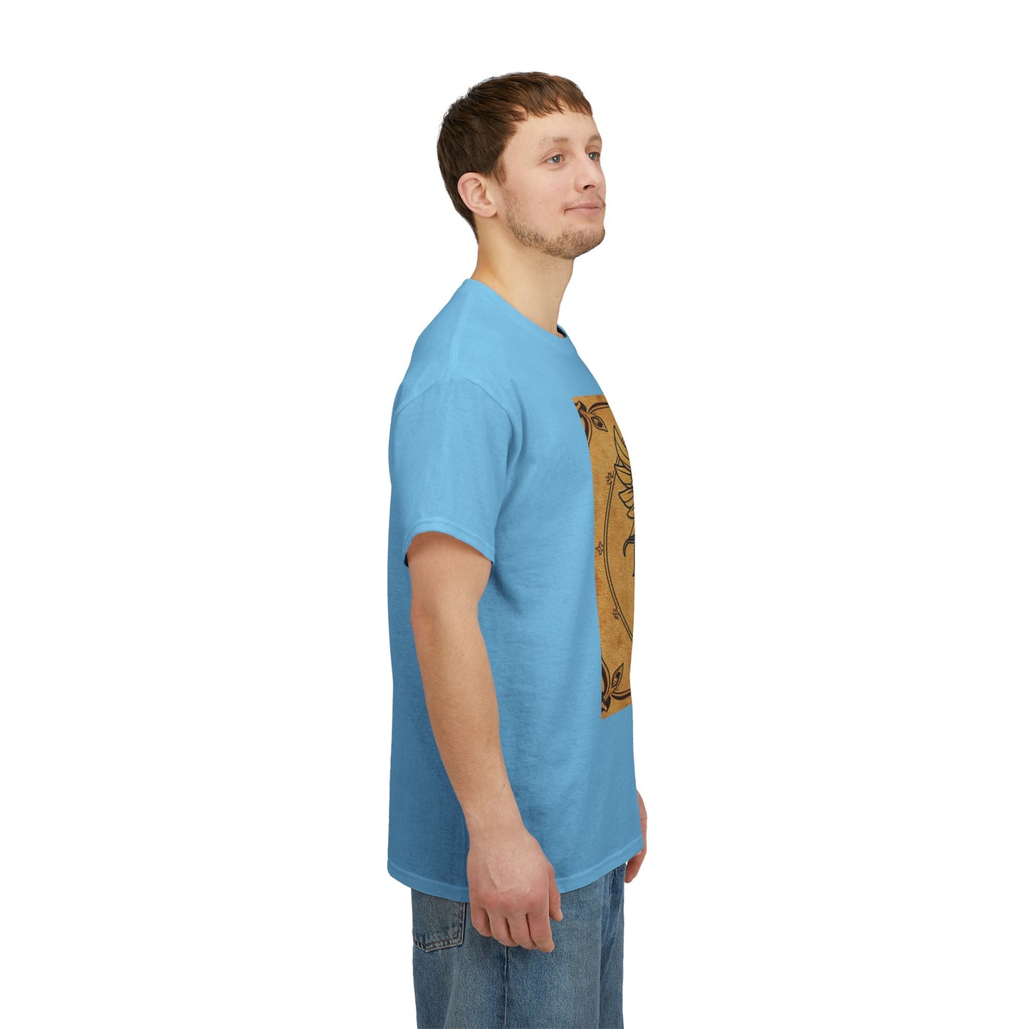 Unisex Heavy Cotton T-Shirt, Pencil Art v1, Gemini Zodiac Design