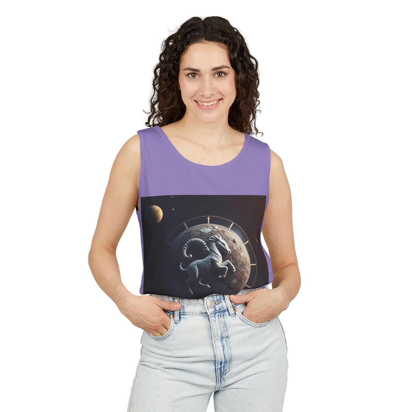 Unisex Garment-Dyed, Tank Top, Aries Design, Planet Animal, 100% Ringspun US cotton