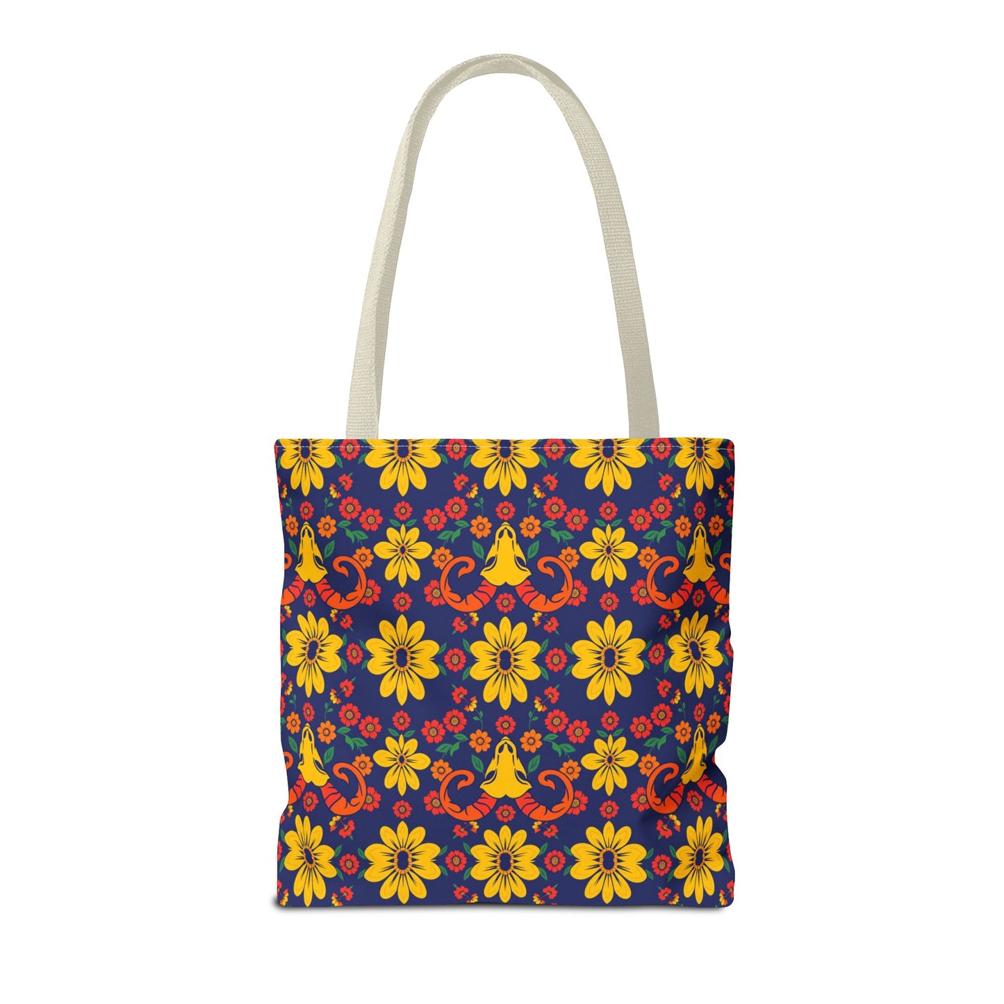 Tote Bag, (AOP), Aries, Zodiac v5, Flower Pattern