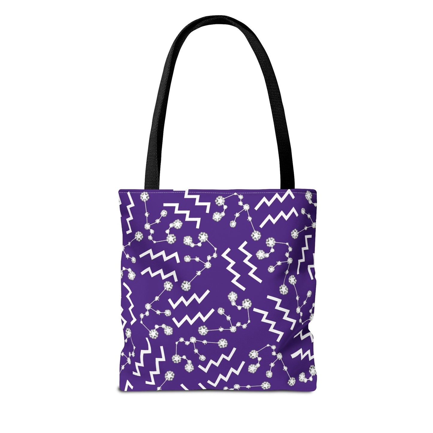 Tote Bag, Aquarius Zodiac Sign, AOP, (Purple, White)