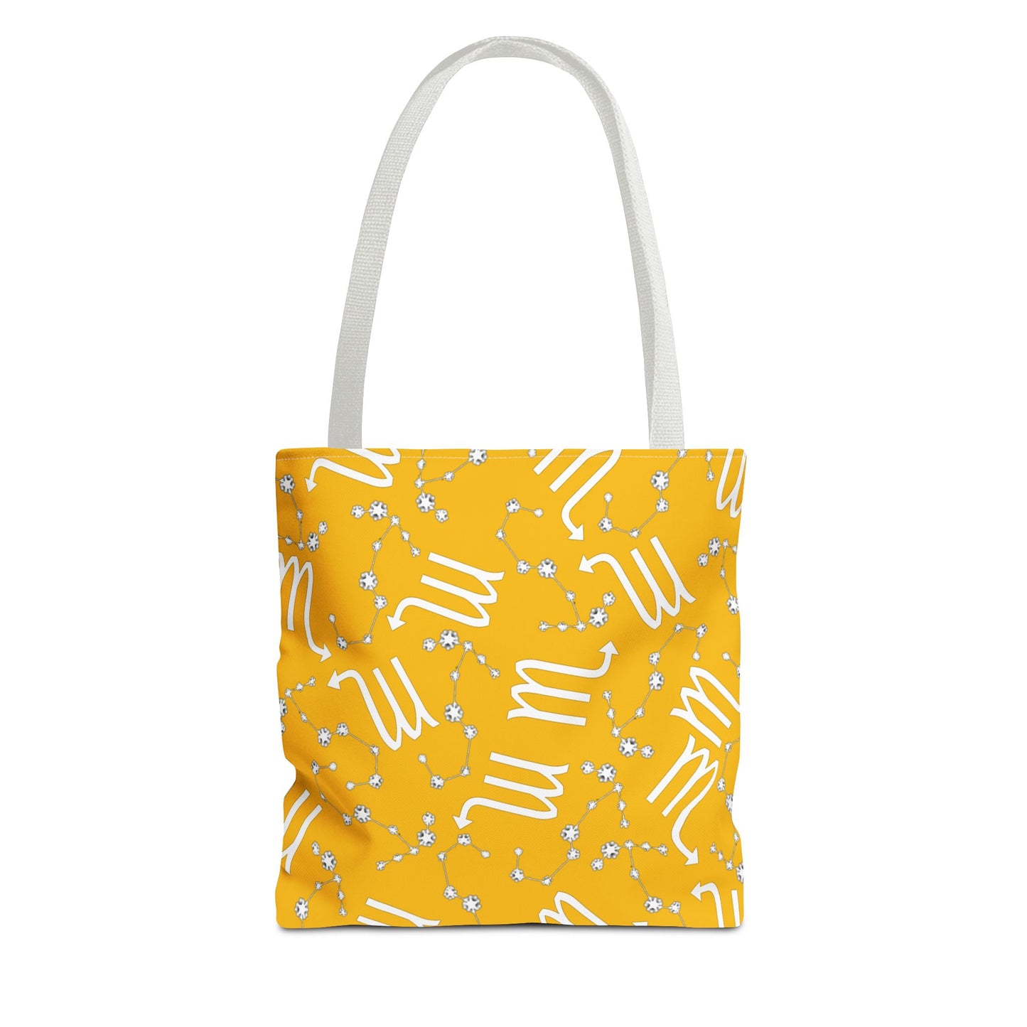 Tote Bag, Scorpio Zodiac Sign, AOP, (Yellow, White)