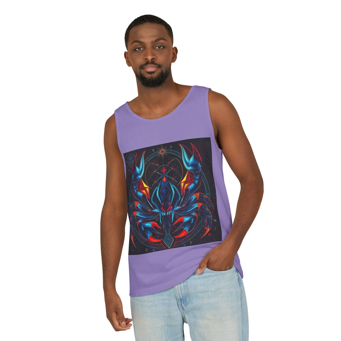 Unisex Garment-Dyed, Tank Top, Scorpio Design, Pop Art v1, 100% US cotton