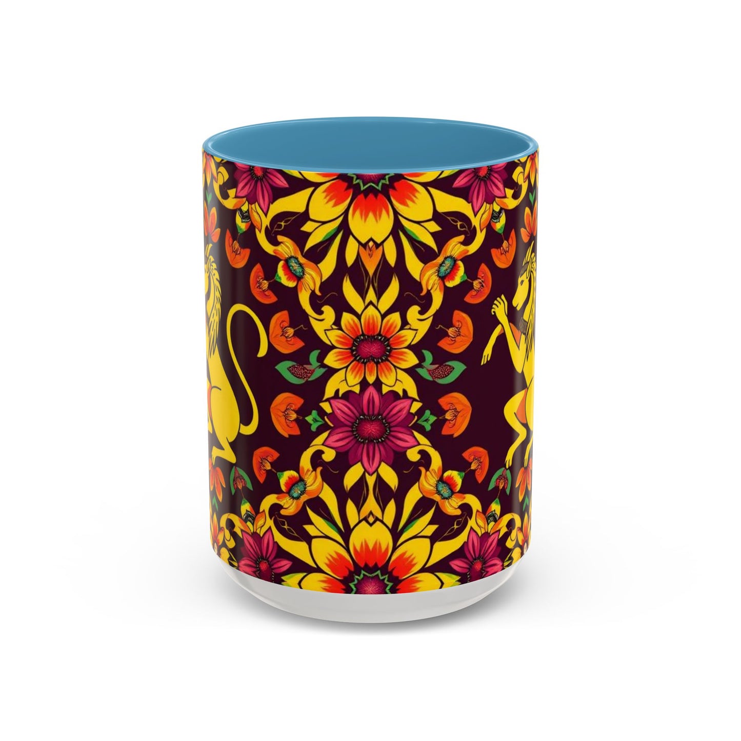 Accent Coffee Mug, Virgo, Zodiac v1. Flower Pattern, (11, 15oz)