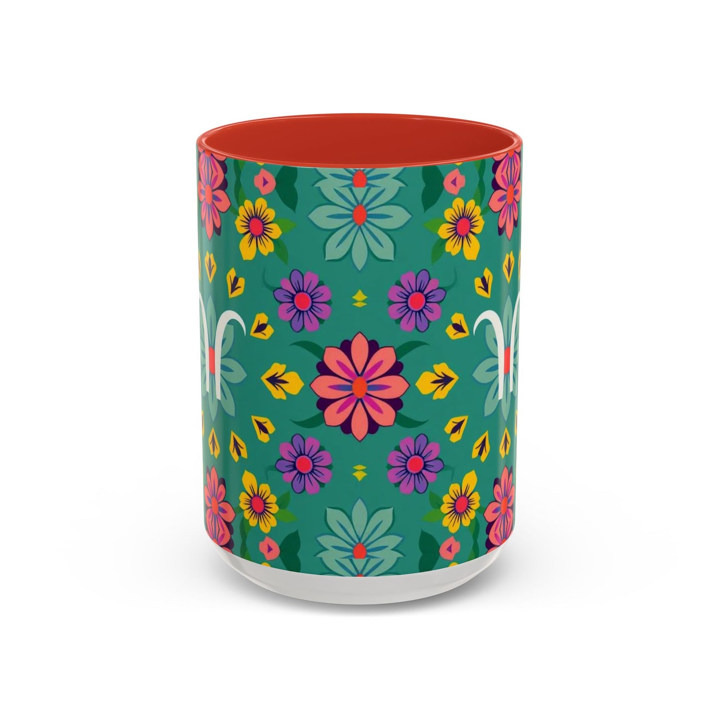 Accent Coffee Mug, Aquarius, Zodiac v3, Flower Pattern, (11, 15oz)