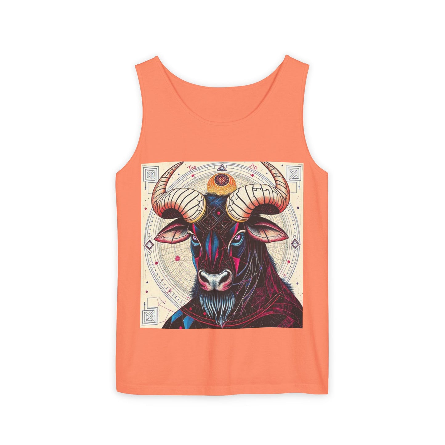 Unisex Garment-Dyed, Tank Top, Taurus Design, Pop Art, 100% US cotton
