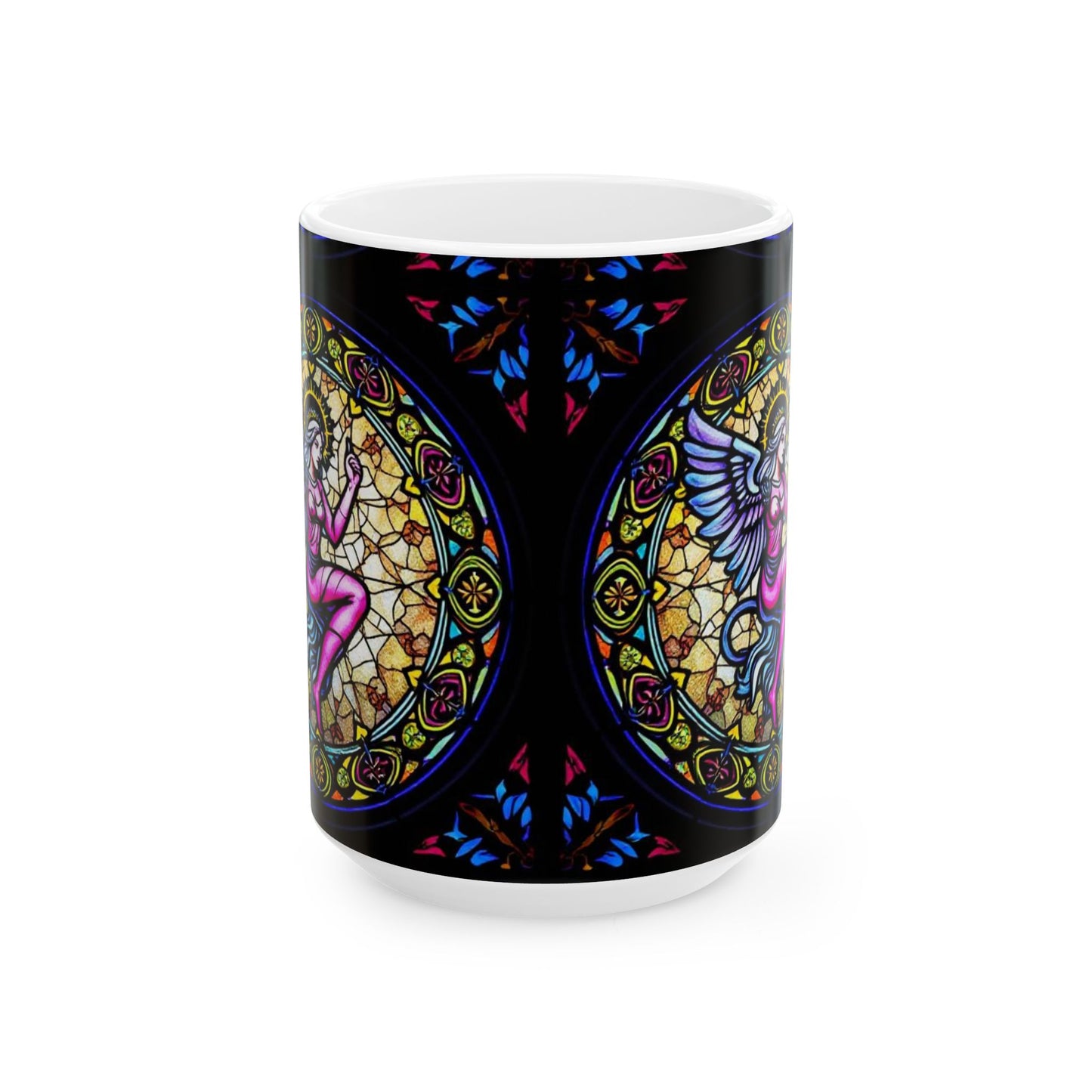Ceramic Mug, (11oz, 15oz), Ceramic Coffee Mug, AOP, Glass Design v1, Virgo Zodiac