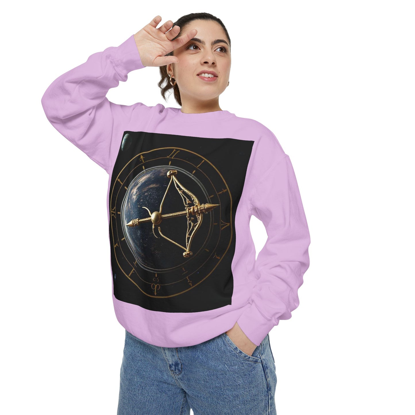 Garment-Dyed Sweatshirt, Unisex, Space Symbol Design v1, Sagittarius