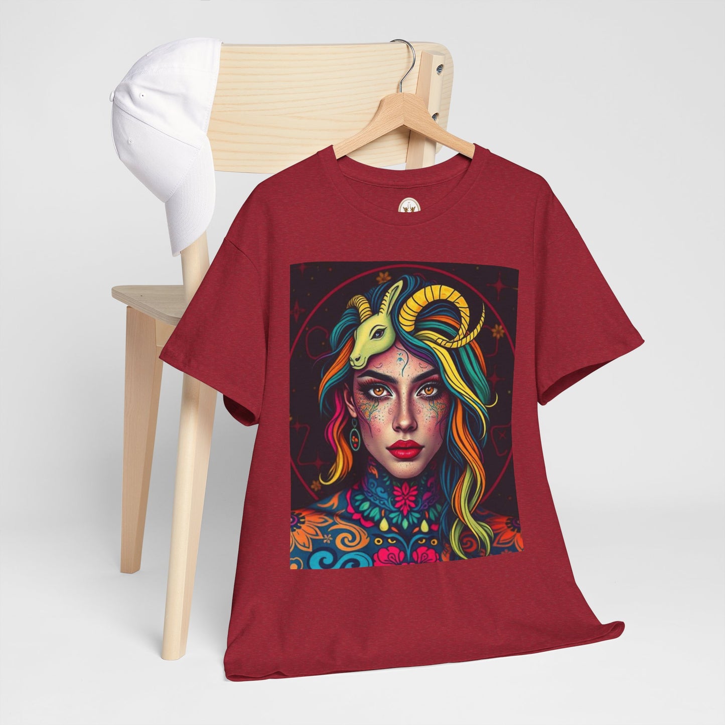 Unisex Heavy Cotton T-Shirt, Capricorn, Zodiac v2, Sexy Art