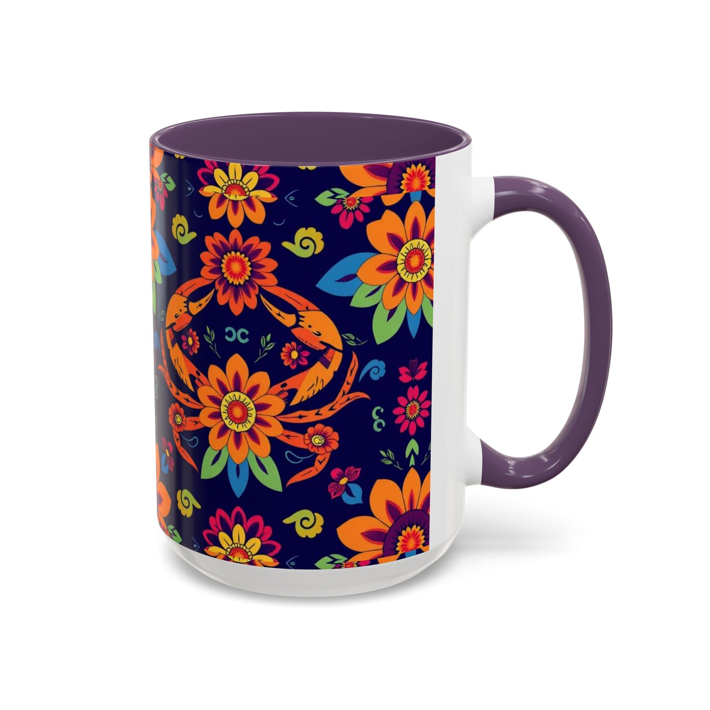 Accent Coffee Mug, Cancer, Zodiac, Flower Pattern, (11, 15oz)