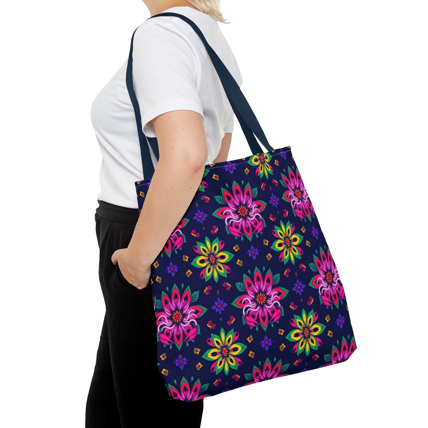 Tote Bag (AOP), Scorpio, Zodiac v2, Flower Pattern