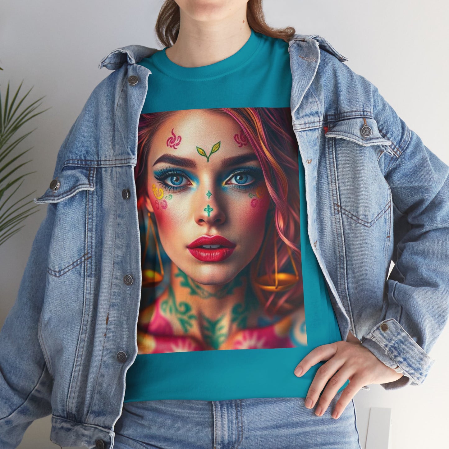 Unisex Heavy Cotton T-Shirt, Libra, Zodiac v1, Sexy Art