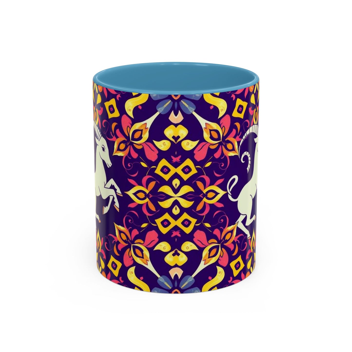 Accent Coffee Mug, Capricorn, Zodiac v1, Flower Pattern, (11, 15oz)