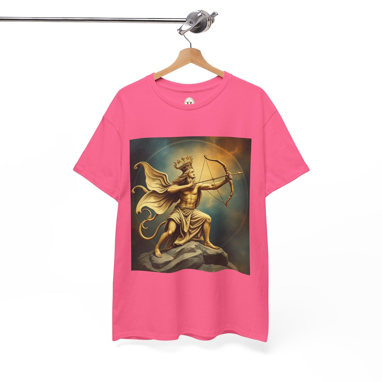 Unisex Heavy Cotton T-Shirt, Sagittarius King, Bow & Arrow v1, Zodiac Design
