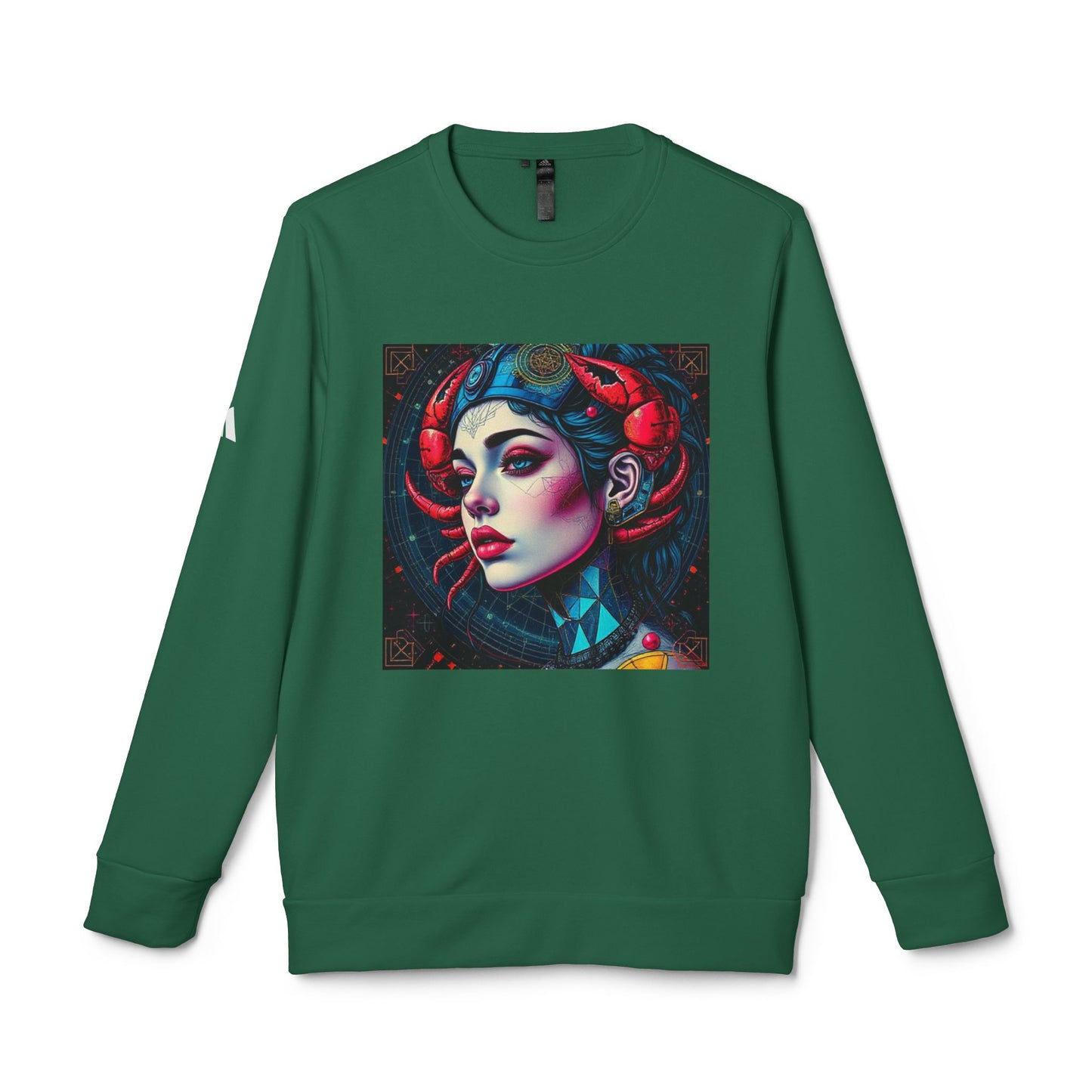 Adidas, Unisex Fleece Crewneck Sweatshirt, Cancer, Pop Art v1, Zodiac