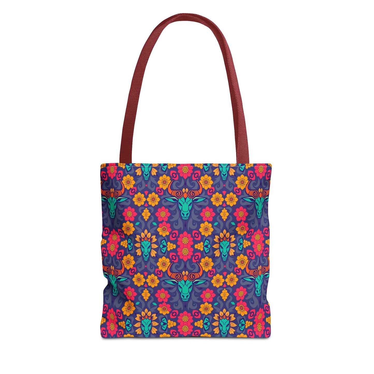 Tote Bag, (AOP), Taurus, Zodiac v1, Flower Pattern
