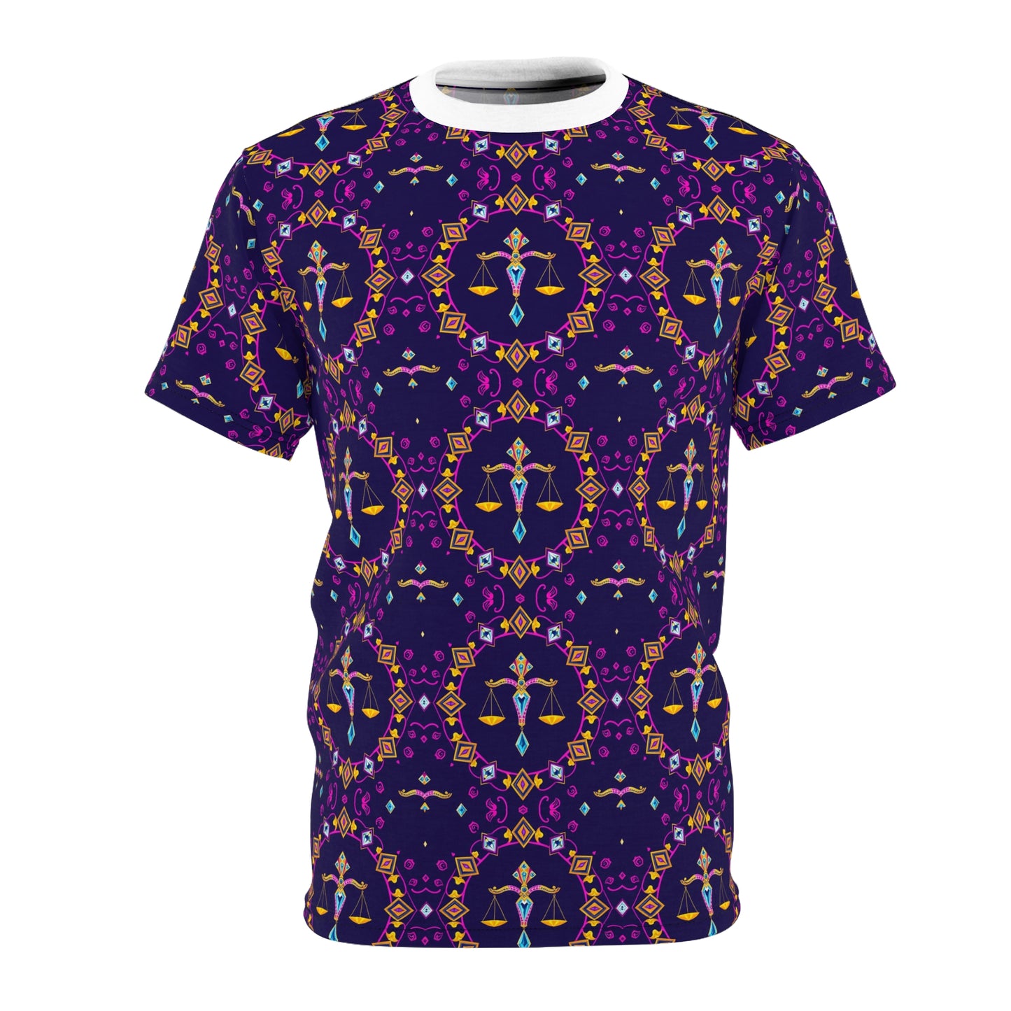 Unisex Cut & Sew T-Shirt, (AOP), Libra, Zodiac, Jewels Pattern