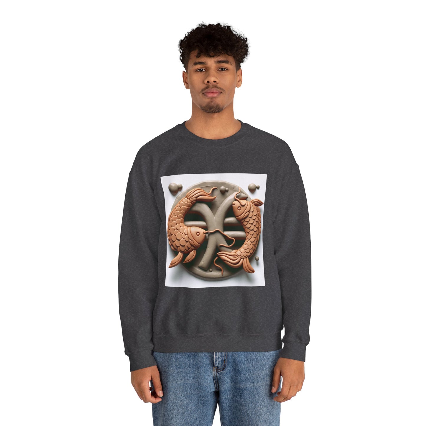 Unisex Heavy Blend™ Crewneck Sweatshirt,Two Fishes Pisces Zodiac Design