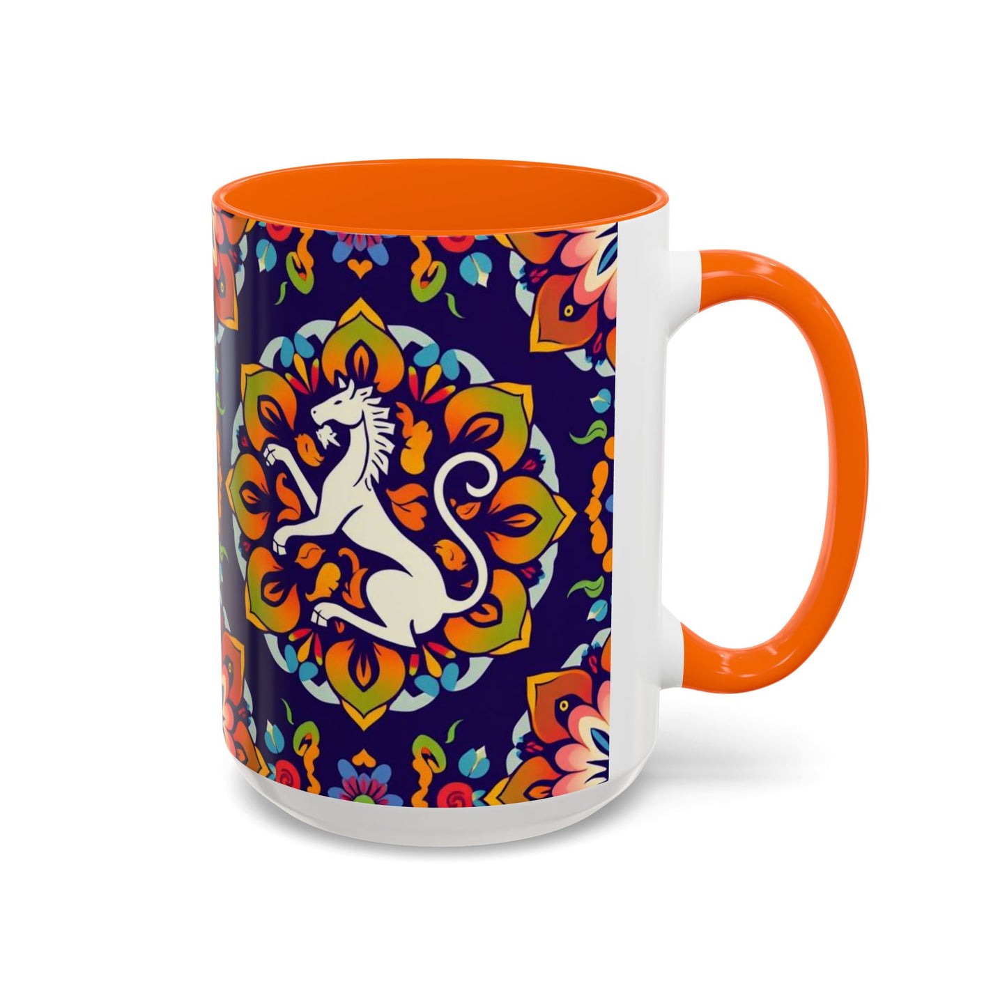 Accent Coffee Mug, Virgo, Zodiac v4. Flower Pattern, (11, 15oz)