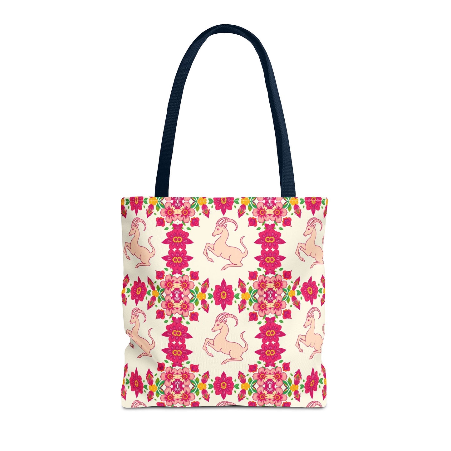 Tote Bag, (AOP), Capricorn, Zodiac v2, Flower Pattern
