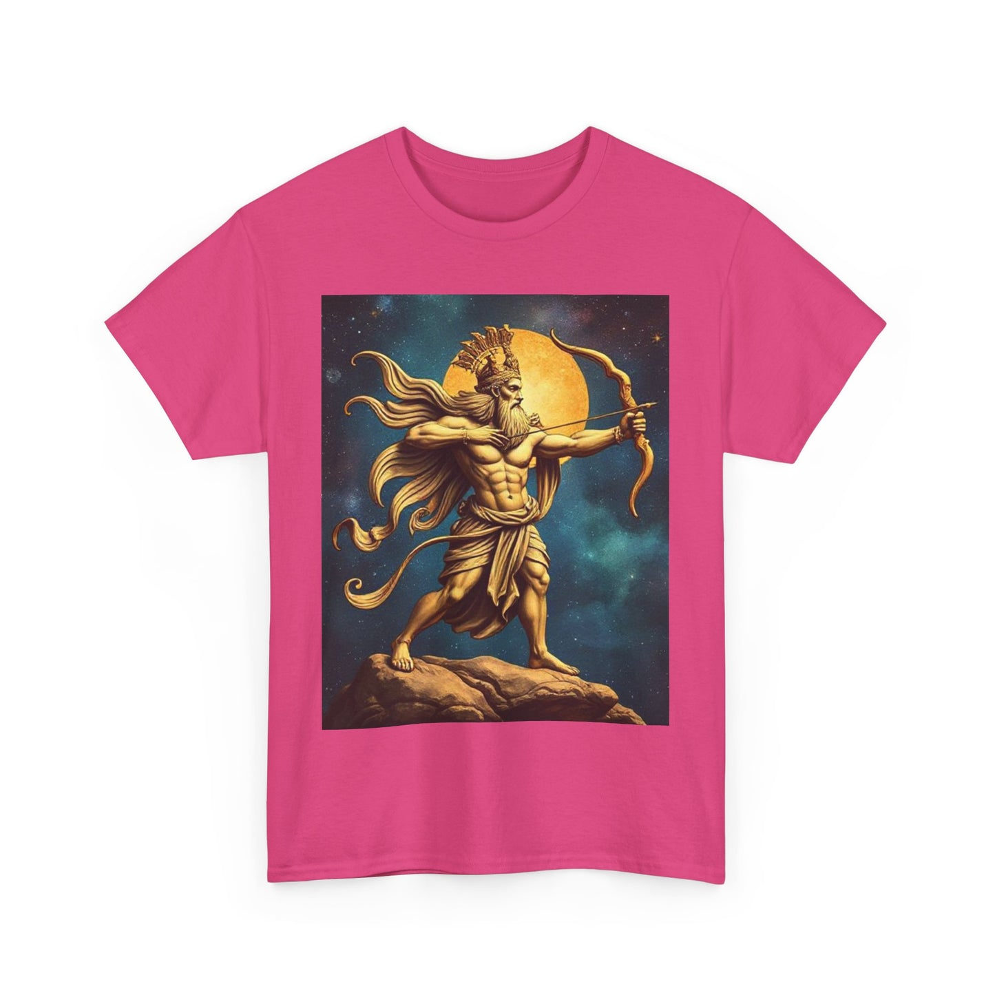 Unisex Heavy Cotton T-Shirt, Midnight Arrow, Sagittarius Zodiac Design