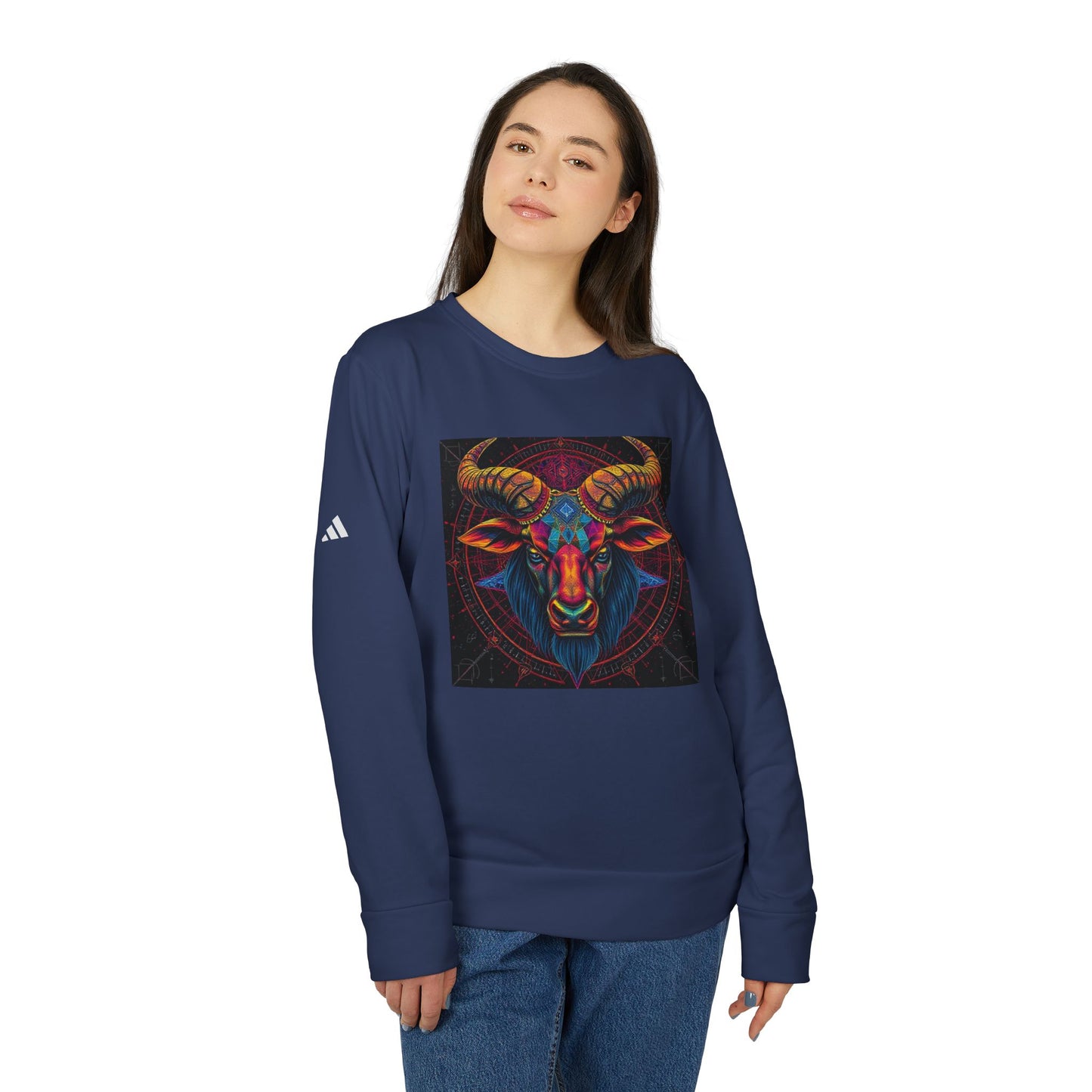 Adidas, Unisex Fleece Crewneck Sweatshirt, Taurus, Pop Art 2, Zodiac