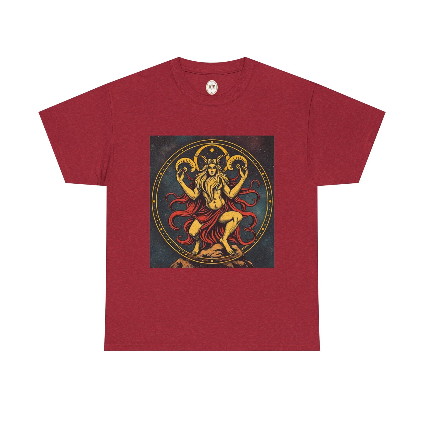 Unisex Heavy Cotton T-Shirt, Aries God 3v, Zodiac Design