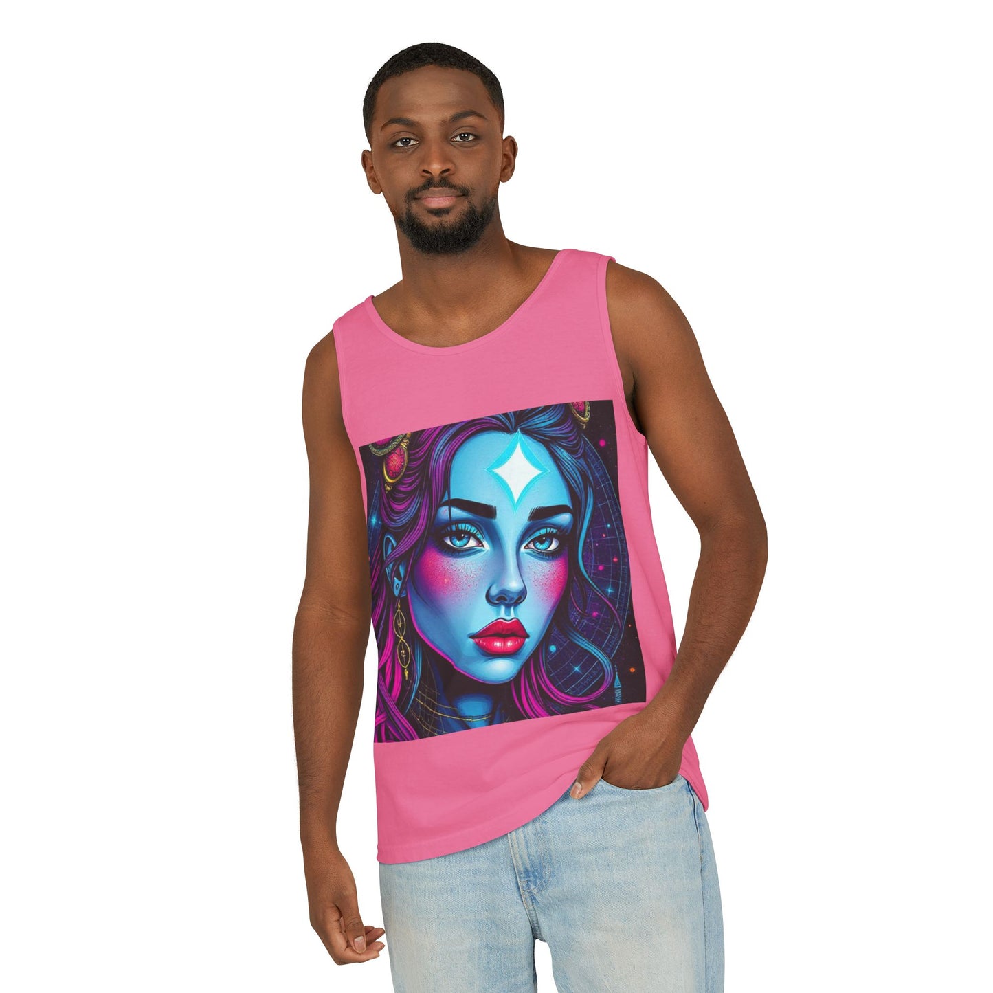 Unisex Garment-Dyed, Tank Top, Gemini, Pop Art, 100% US cotton
