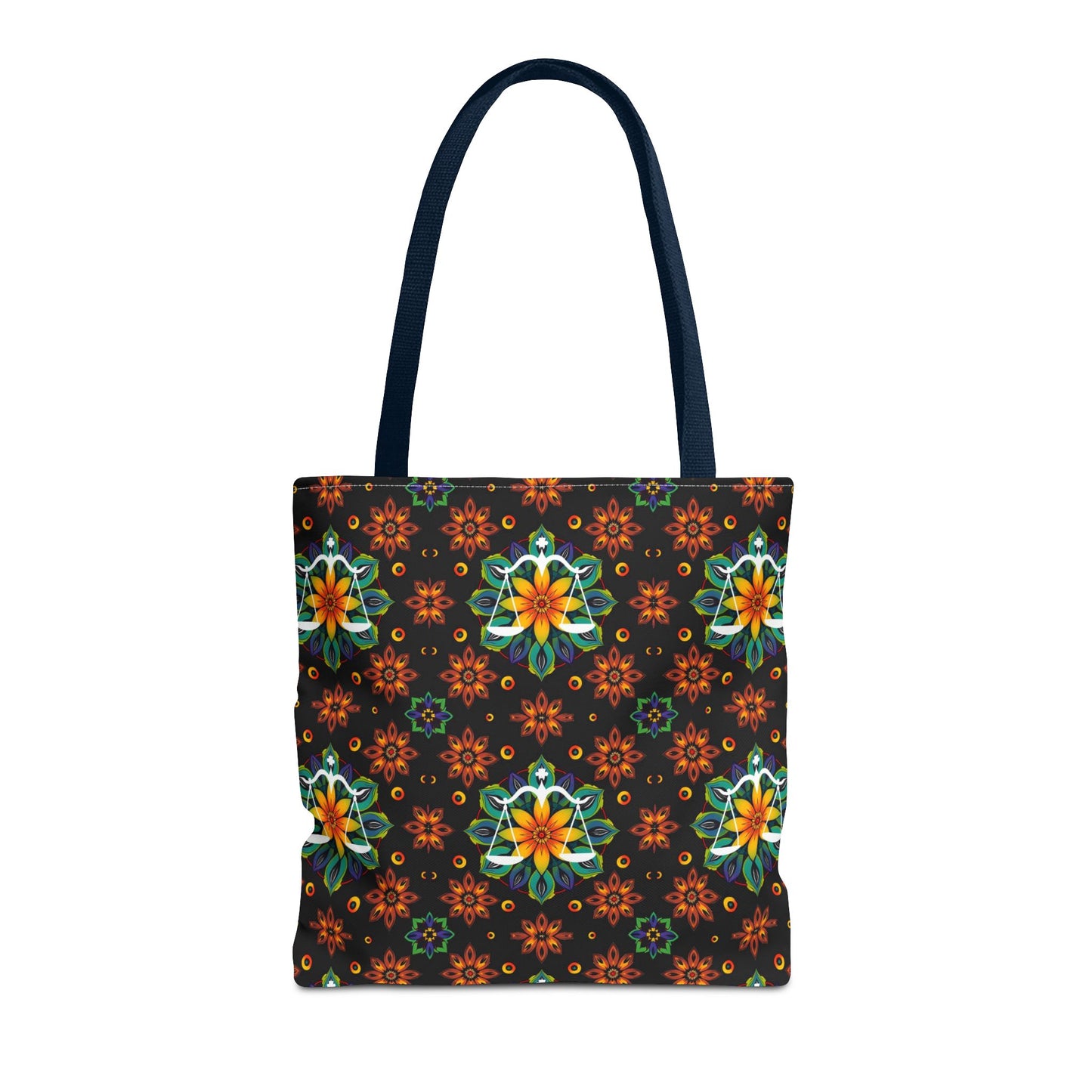 Tote Bag (AOP), Libra, Zodiac v2, Flower Pattern