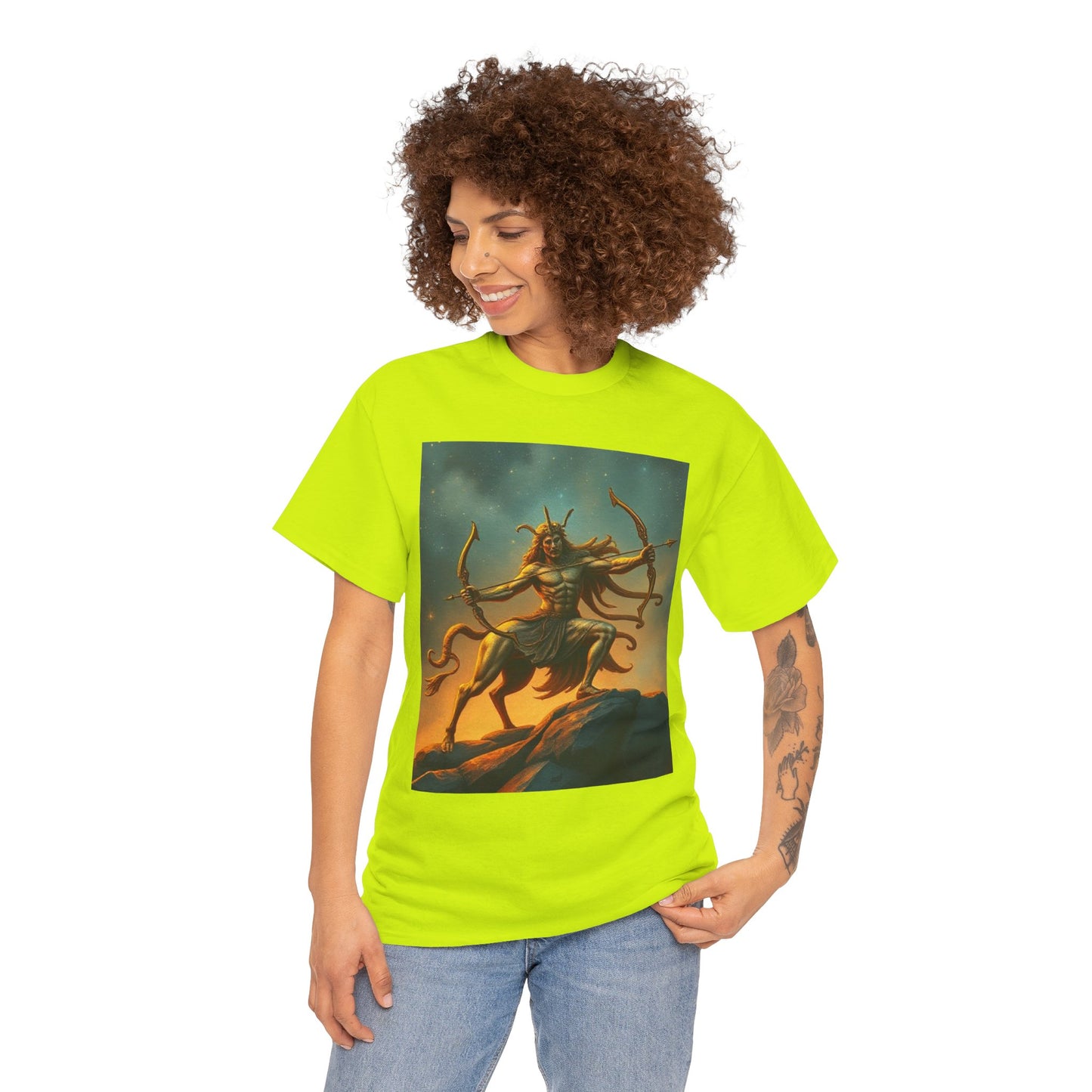 Unisex Heavy Cotton T-Shirt, Arrow Centaur v1, Sagittarius Zodiac Design