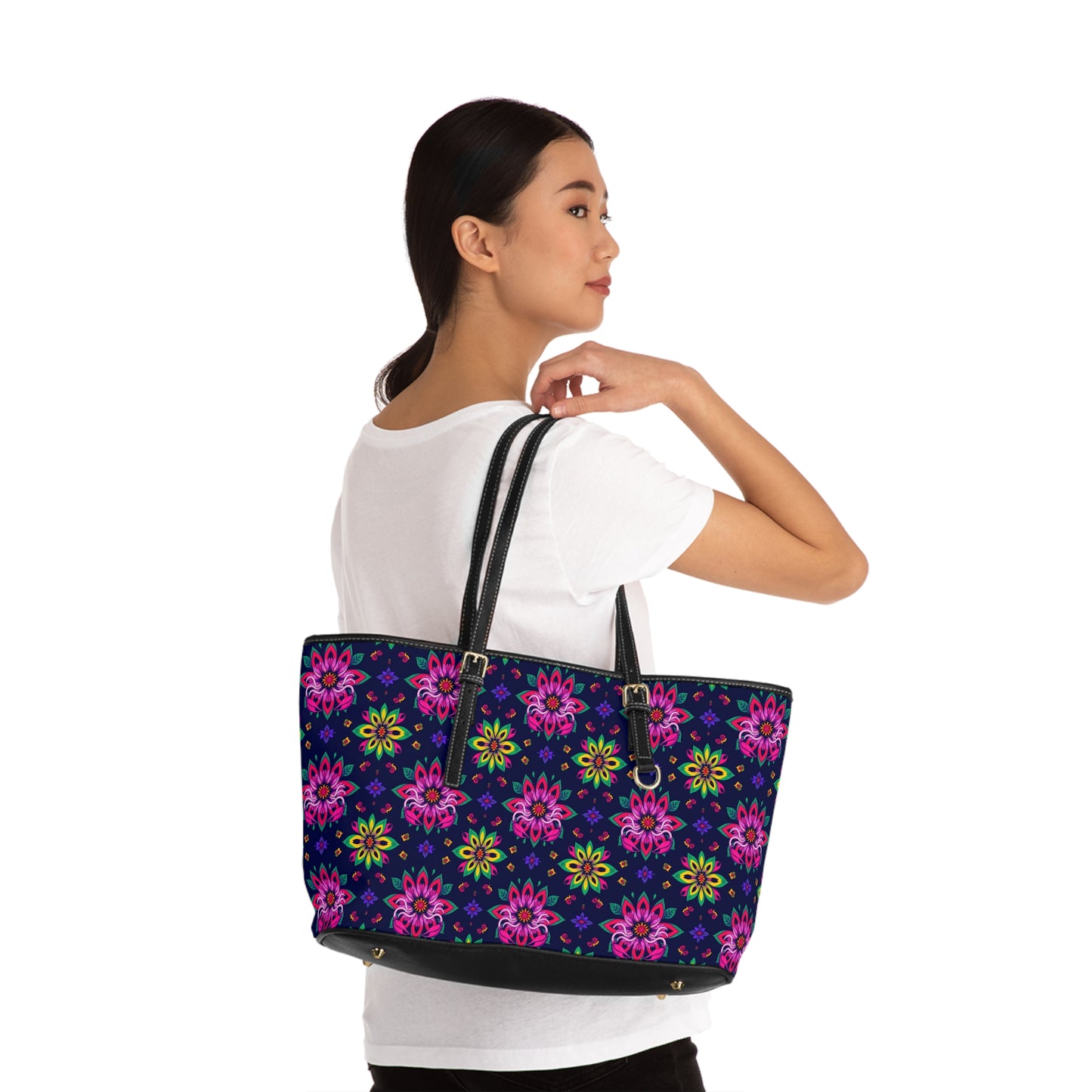 Leather Shoulder Bag, Scorpio, Zodiac, Flower Pattern