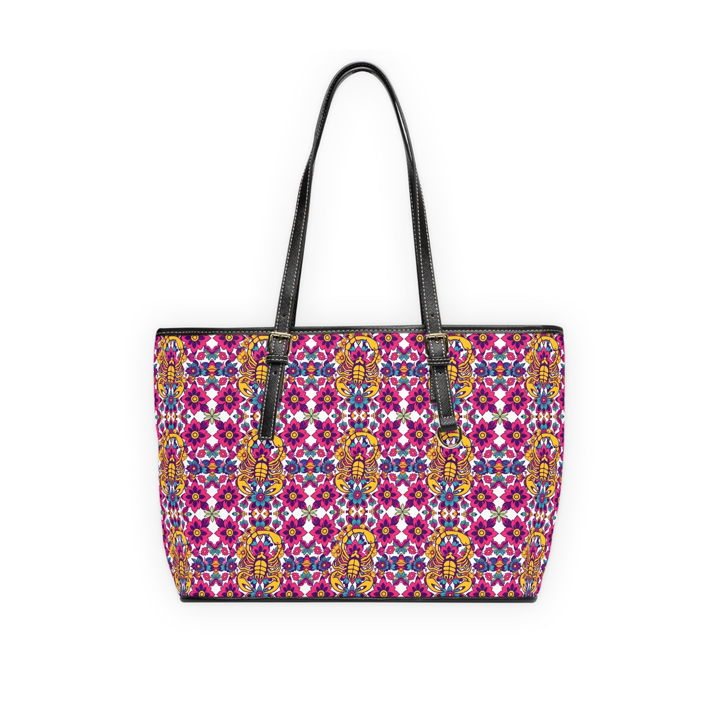 Leather Shoulder Bag, Scorpio, Zodiac v1, Flower Pattern