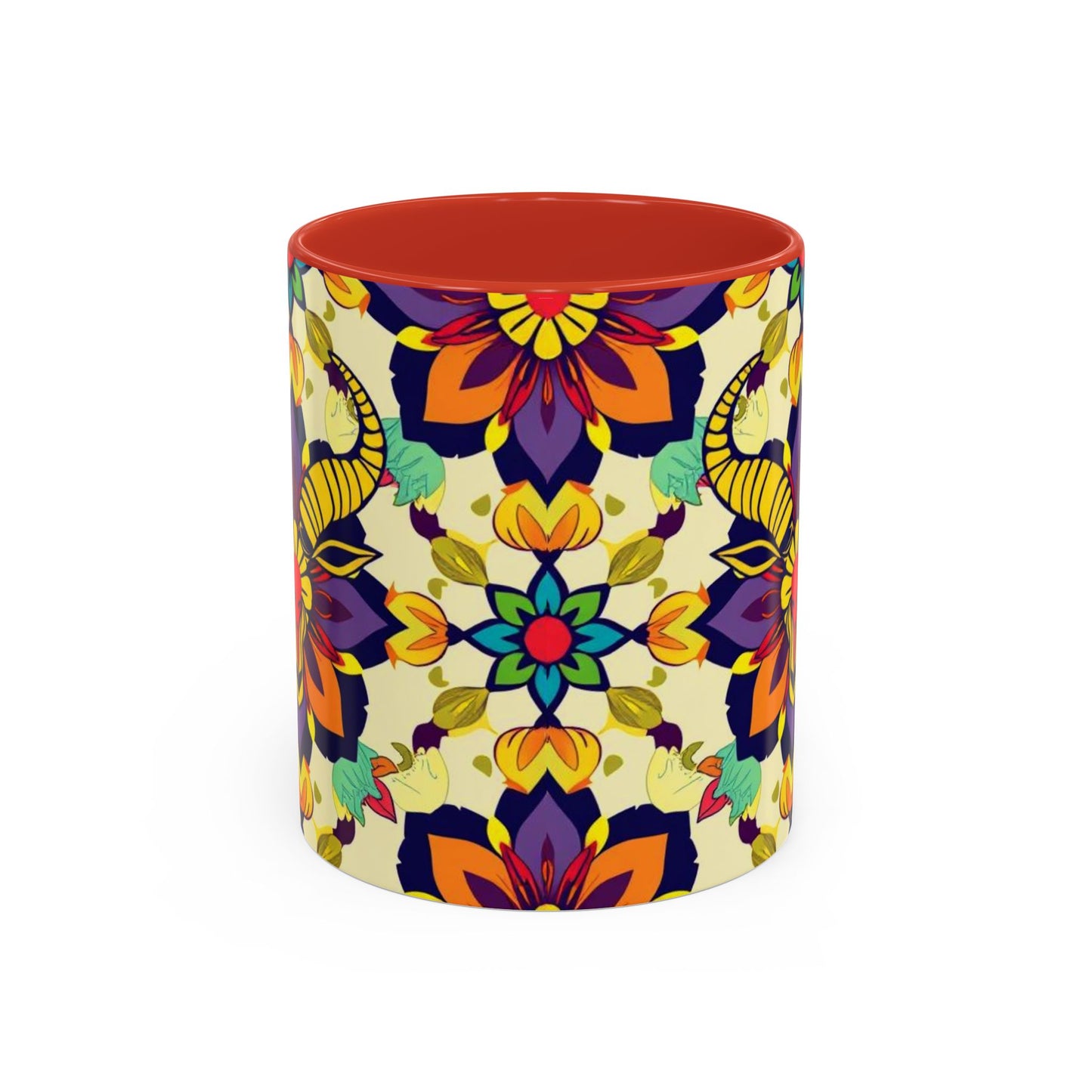 Accent Coffee Mug, Taurus, Zodiac v3. Flower Pattern, (11, 15oz)
